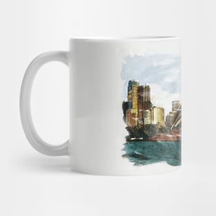 Sydney Australia Opera House Waterfront Watercolor Travel Painting Mug